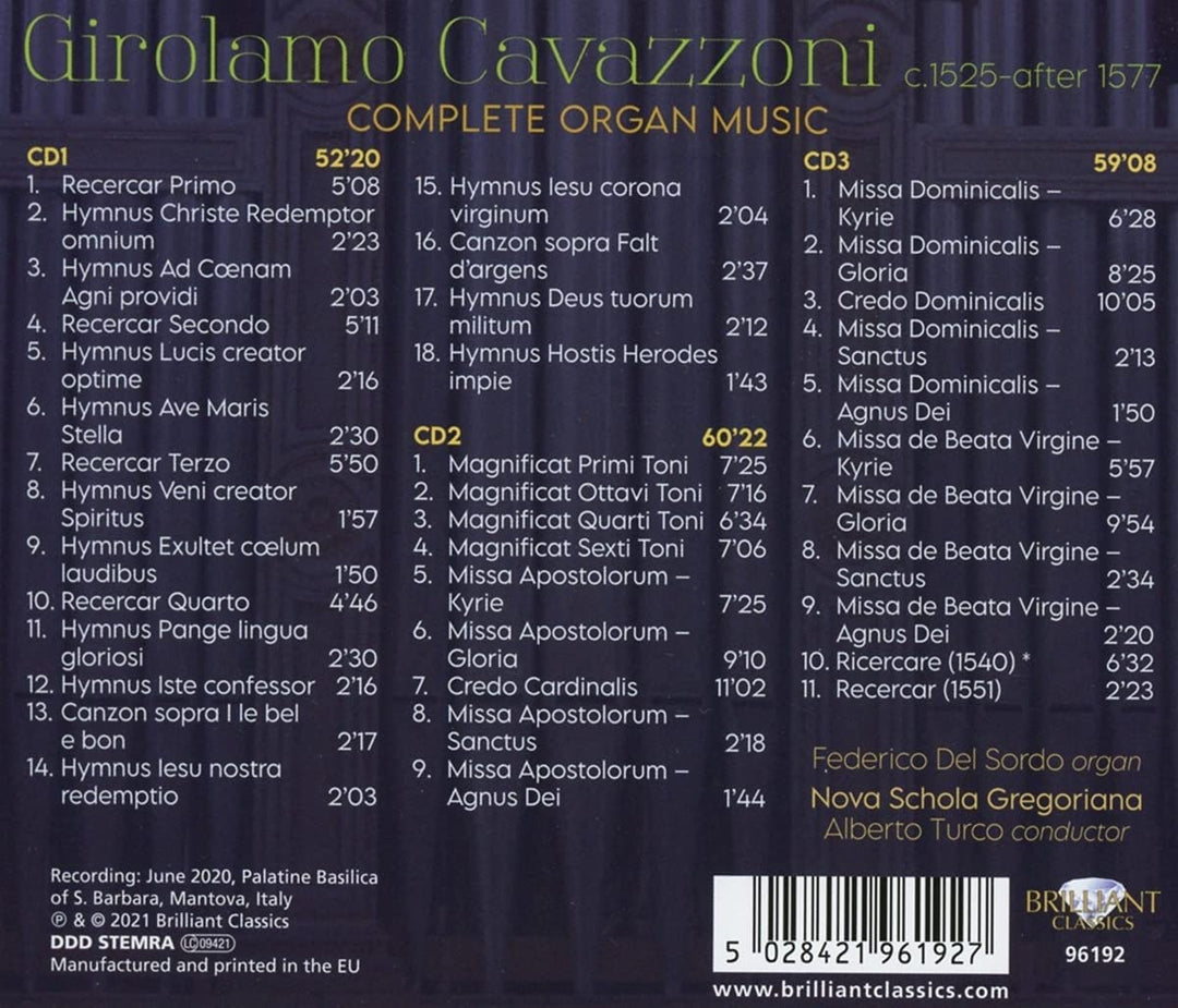 Cavazzoni: Complete Organ Music [Audio CD]