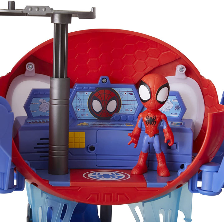 SPIDEY UND SEINE FANTASTISCHEN FREUNDE F1461 Marvel Web-Quarters Spielset mit Lichtern, Geräuschen, Spidey und Fahrzeug, für Kinder ab 3 Jahren