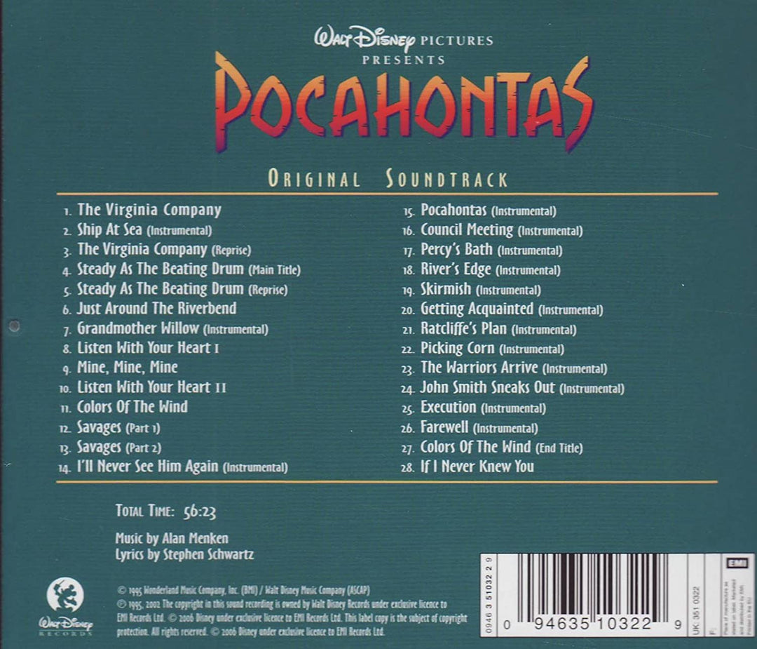 Stephen Schwartz – Pocahontas Original Soundtrack [Audio CD]