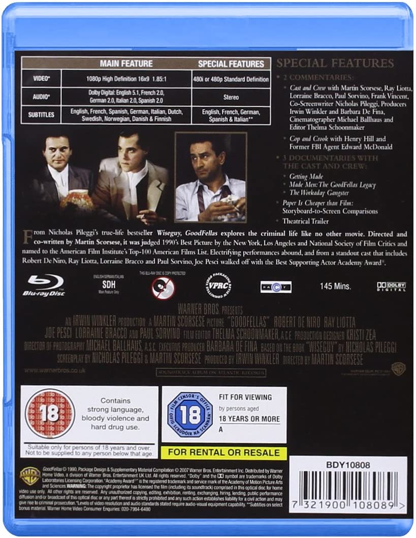 Goodfellas – Crime [1990] [Region Free] [Blu-ray]