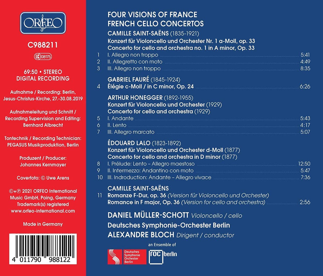 Daniel Müller-Schott – Vier Visionen von Frankreich [Daniel Müller-Schott; Deutsches Symphonie-Orchester Berlin; Alexandre Bloch] [Orfeo: C988211] [Audio CD]