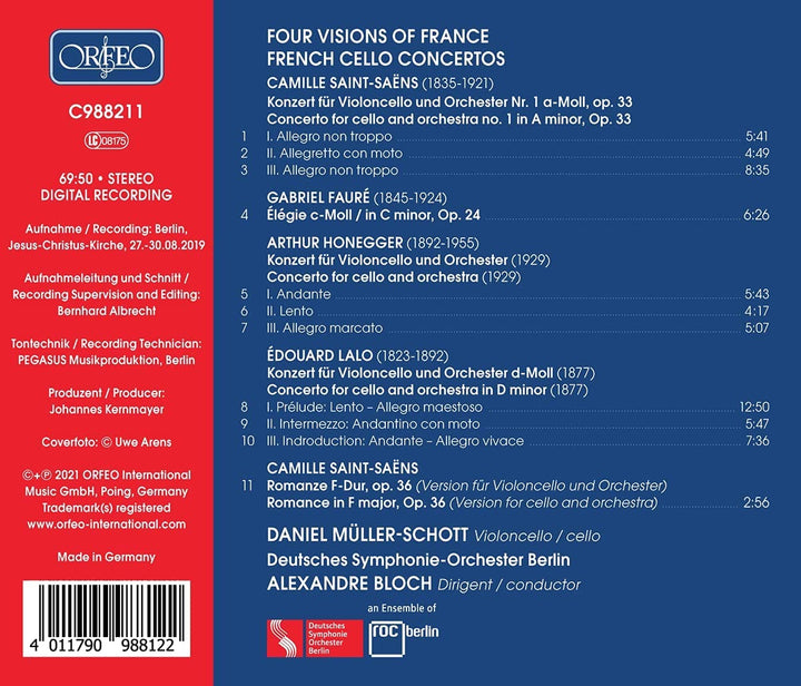 Daniel Müller-Schott – Vier Visionen von Frankreich [Daniel Müller-Schott; Deutsches Symphonie-Orchester Berlin; Alexandre Bloch] [Orfeo: C988211] [Audio CD]