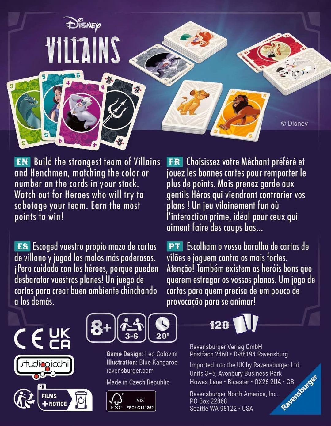 Ravensburger Disney Villains Kartenspiele für Kinder ab 3 Jahren – Snap, Happy Fa