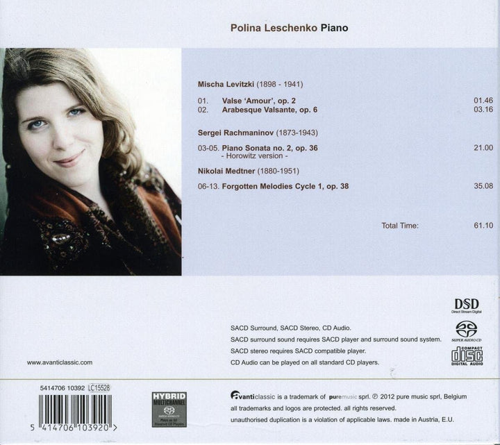 Polina Leschenko - Medtner; Rachmaninov: Forgotten Melodies [Audio CD]