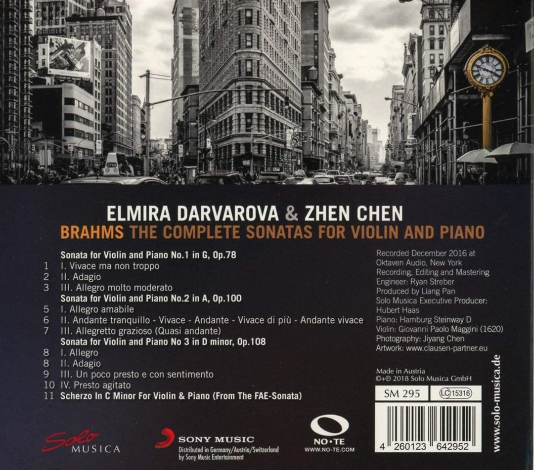 Brahms: Sämtliche Sonaten für Violine und Klavier [Elmira Darvarova; Zhen Chen] [Solo Musica: SM295] [Audio CD]