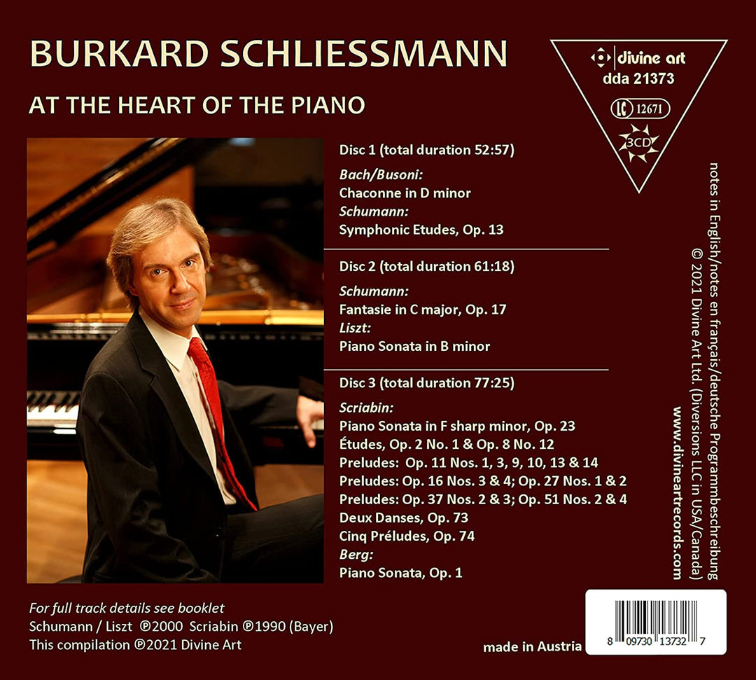 Burkard Schliessmann – At The Heart Of The Piano [Burkard Schliessmann] [Divine Art: DDA21373] [Audio CD]