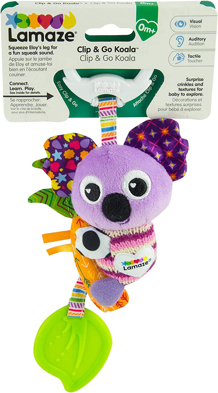 LAMAZE Mini Clip and Go Koala-Babyspielzeug, ansteckbares Kinderwagenspielzeug und Kinderwagenspielzeug, sensorisches Spielzeug für Neugeborene für Babys, Jungen und Mädchen von 0 bis 6 Monaten