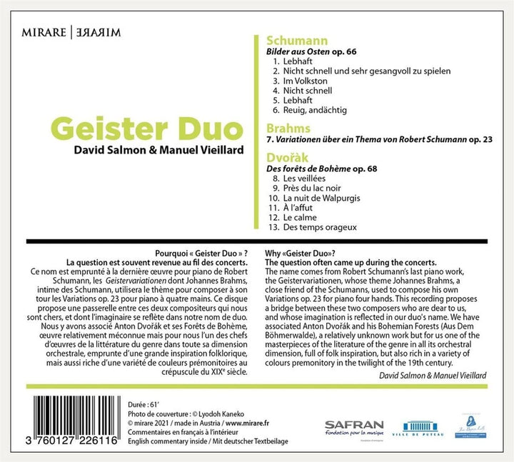 Geister Duo - Geister Duo: Schumann/Brahms/Dvorák [Audio CD]