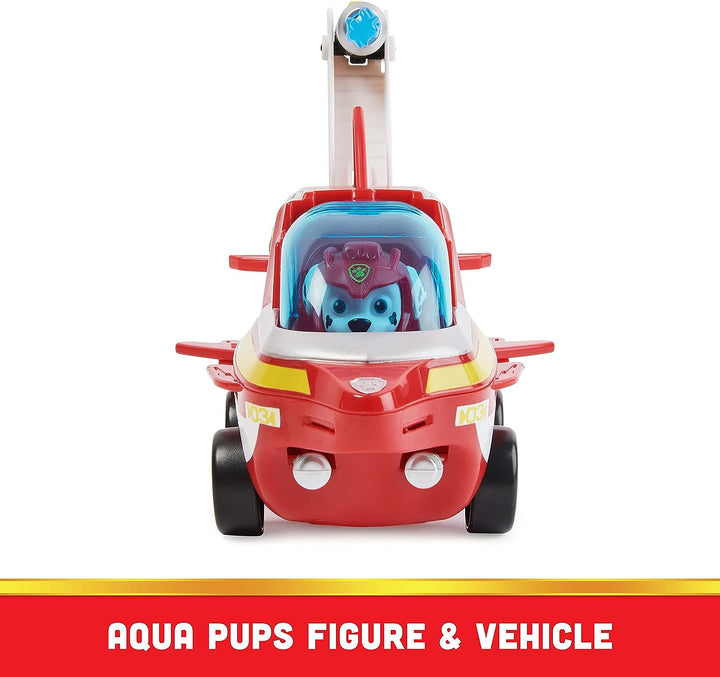 Paw Patrol Aqua Pups Marshall verwandelndes Delfinfahrzeug mit Sammlerstücken