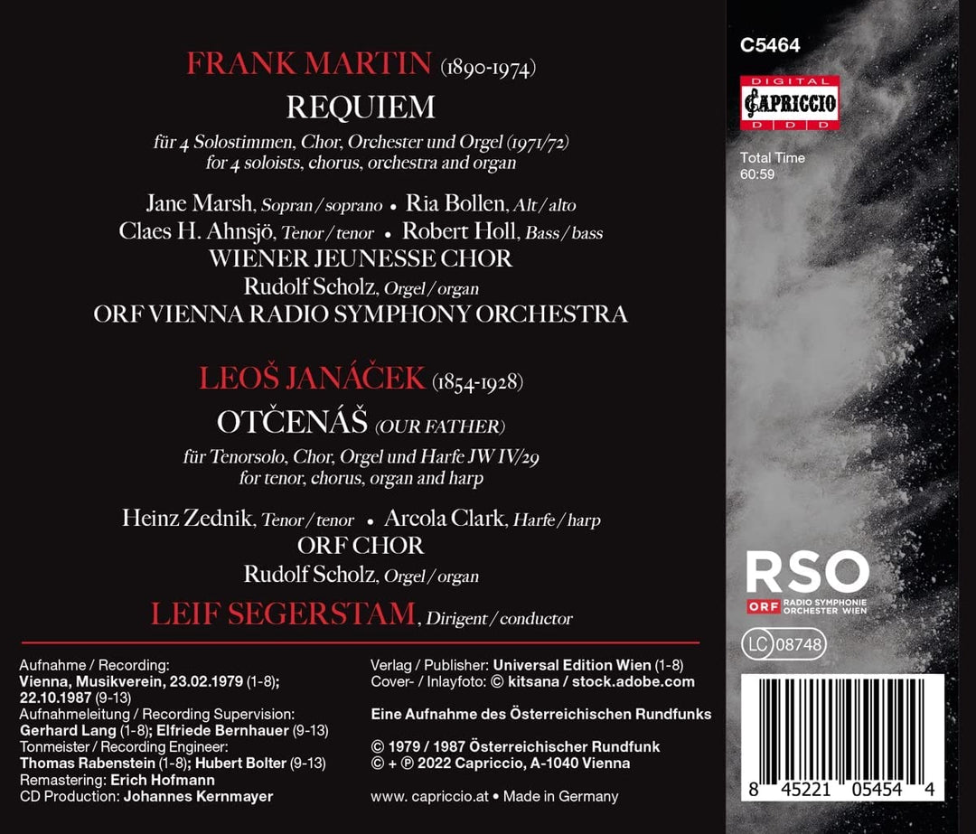 Frank Martin: Requiem [Wiener Jeunesse Chor; Rudolf Scholz; ORF Radio-Symphonieorchester Wien; ORF-Chor; Leif Segerstam] [Capriccio: C5454] [Audio CD]