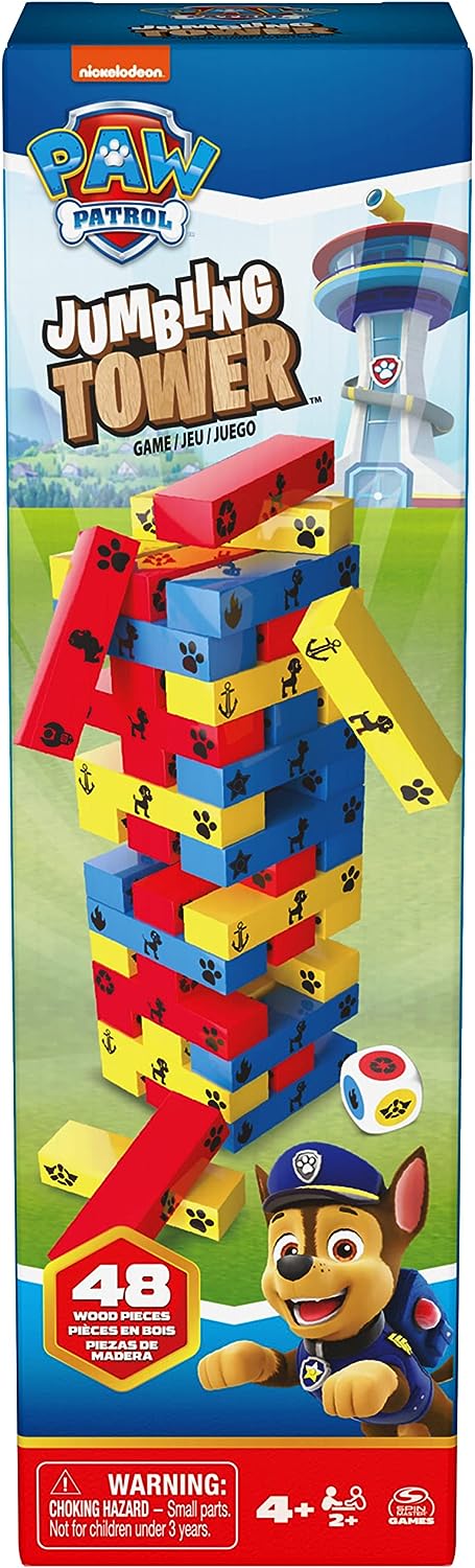 Spin Master Games 6066828 Jumbling Tower, Stacking Building Toppling Colorful Wood Game for Kids