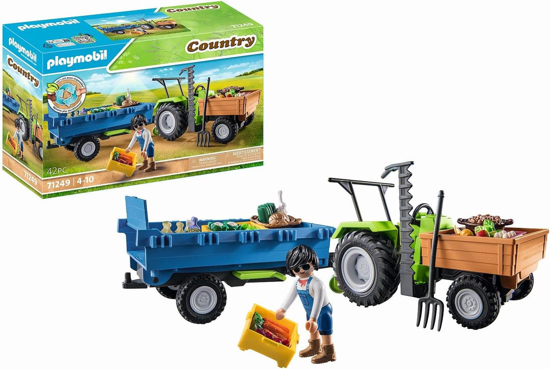 Playmobil Country 71249 Erntetraktor mit Anhänger inkl. Transportboxen, Gr