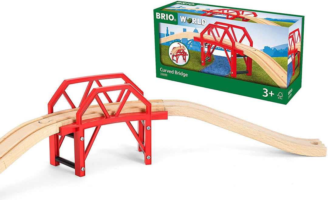 BRIO World gebogene Eisenbahnbrücke für Kinder ab 3 Jahren – kompatibel mit allen BRIO Eisenbahnsets und Zubehör