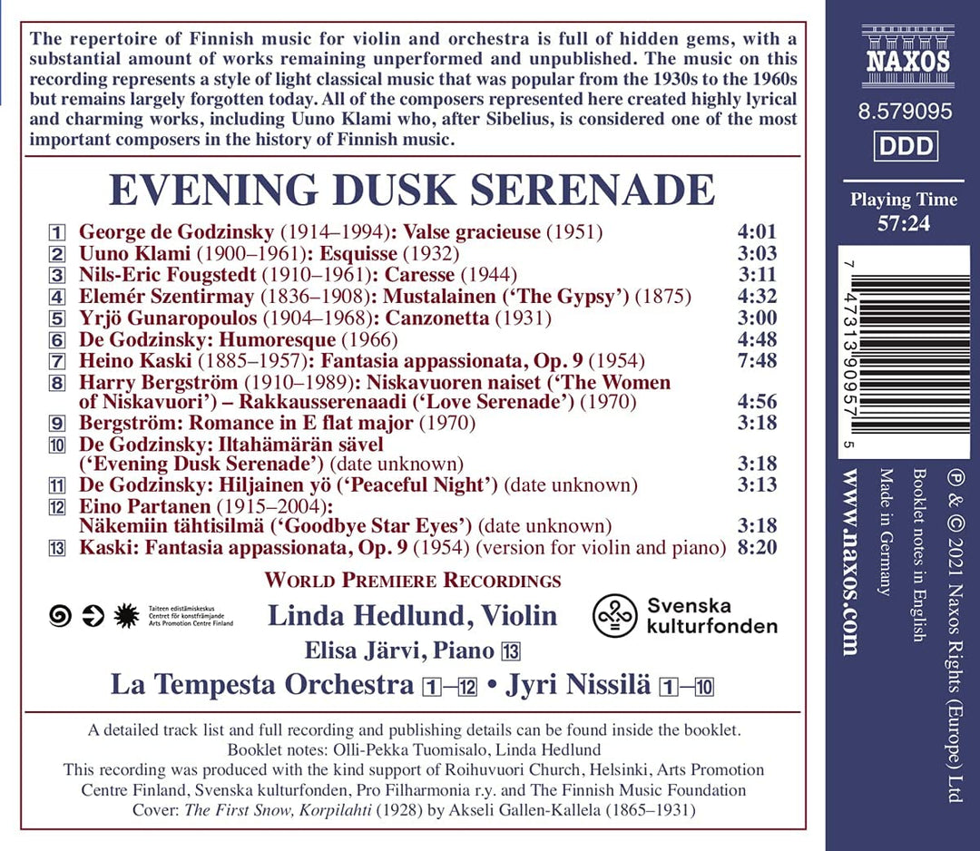 Bergstrom: Abenddämmerung [Linda Hedlund; Elisa Järvi; La Tempesta Orchester; Jyri Nissilä] [Naxos: 8579095] [Audio CD]