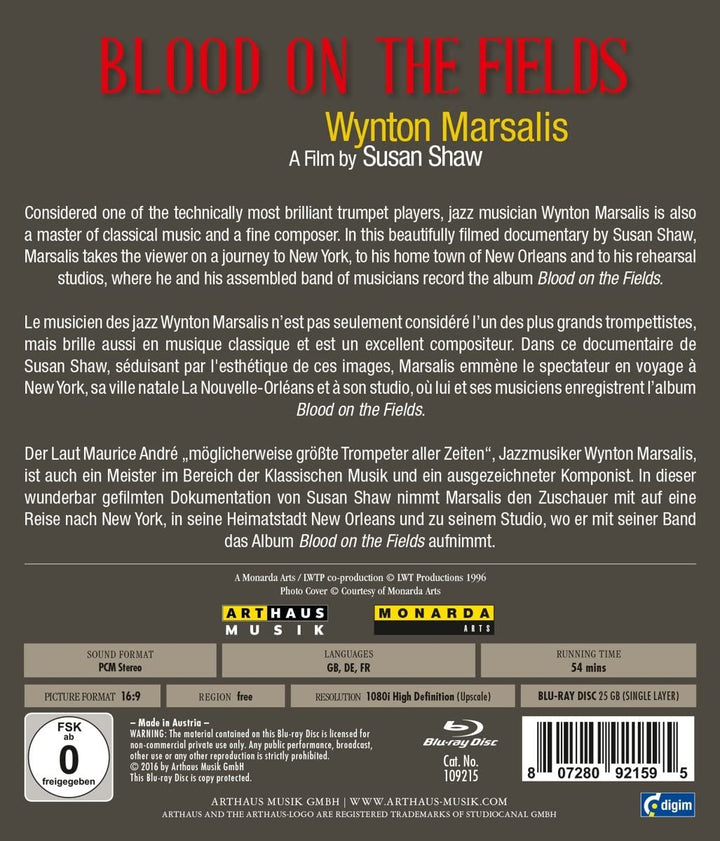 Blood On The Fields:Marsalis [Wynton Marsalis,Susan Shaw] [ARTHAUS [Region A &amp; B &amp; C] [2016] [Blu-ray]