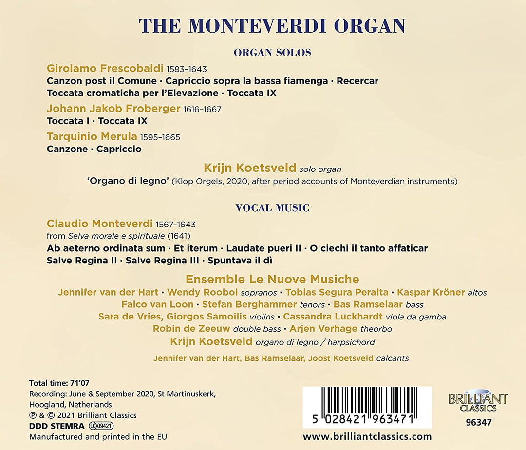 Krijn Koetsveld – Die Monteverdi-Orgel [Audio-CD]