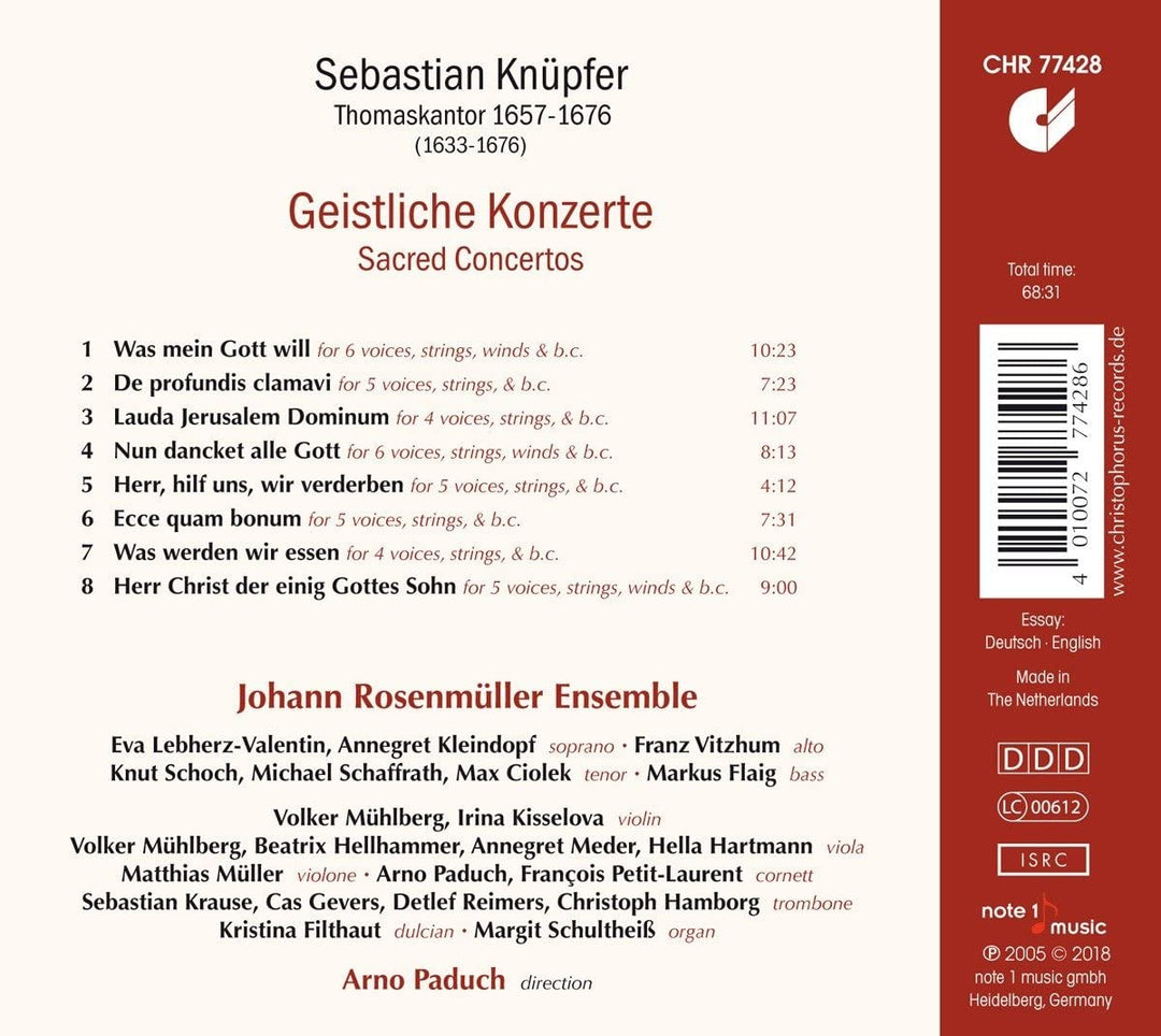 Sebastian KnUpfer- Sacred Concertos [Audio CD]