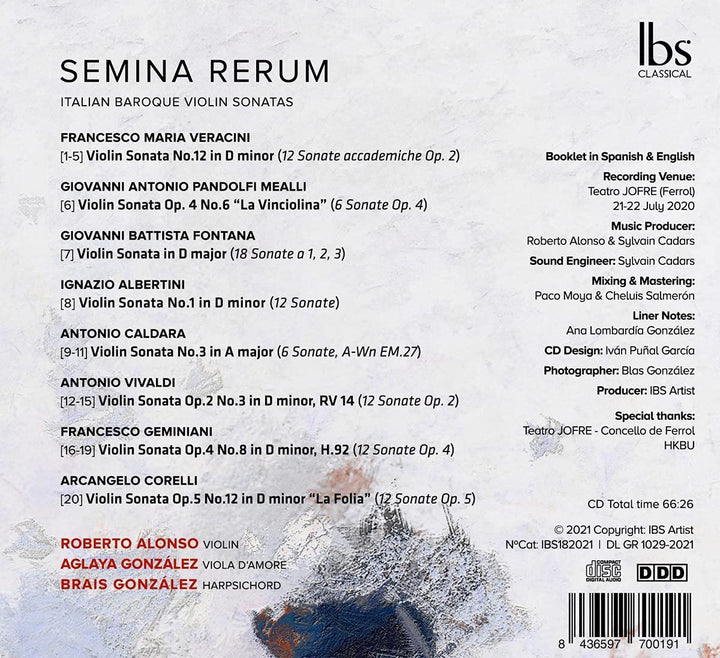 Roberto Alonso - Semina Rerum [Roberto Alonso; Aglaya Gonzlez; Brais Gonzlez] [Ibs Classical: IBS182021] [Audio CD]