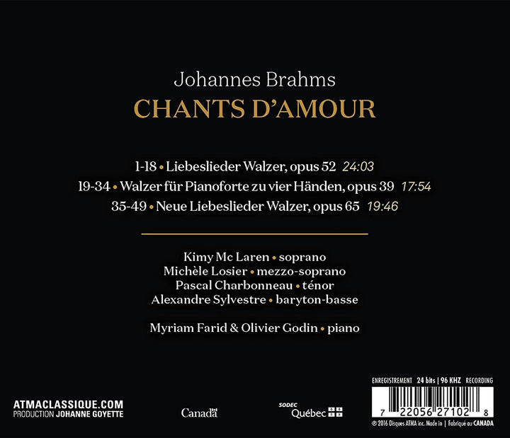 Kimy McLaren - Brahms: Chants d'Amour [Audio-CD]