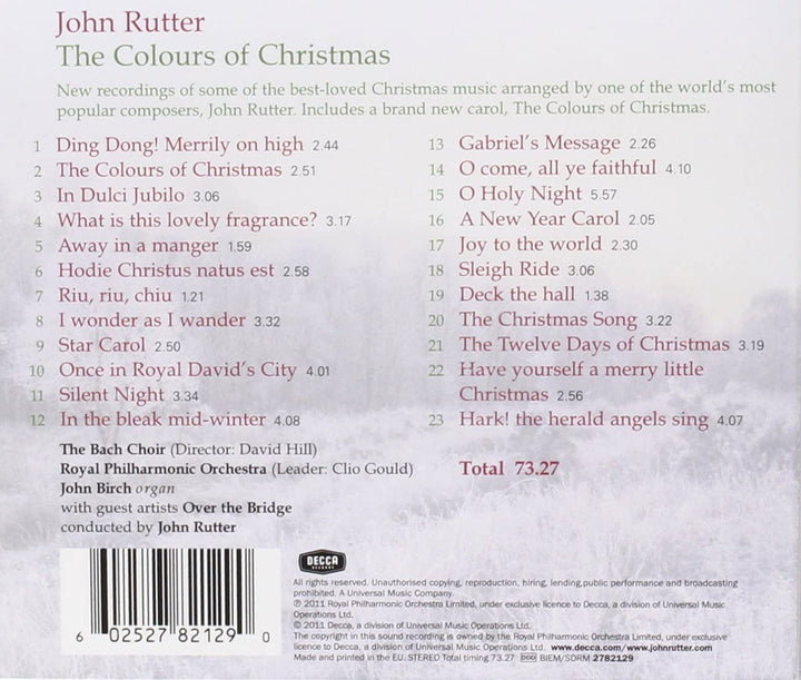 John Rutter - The Colors of Christmas - John Rutter Royal Philharmonic Orchestra The Bach Choir Over The Bridge [Audio CD]