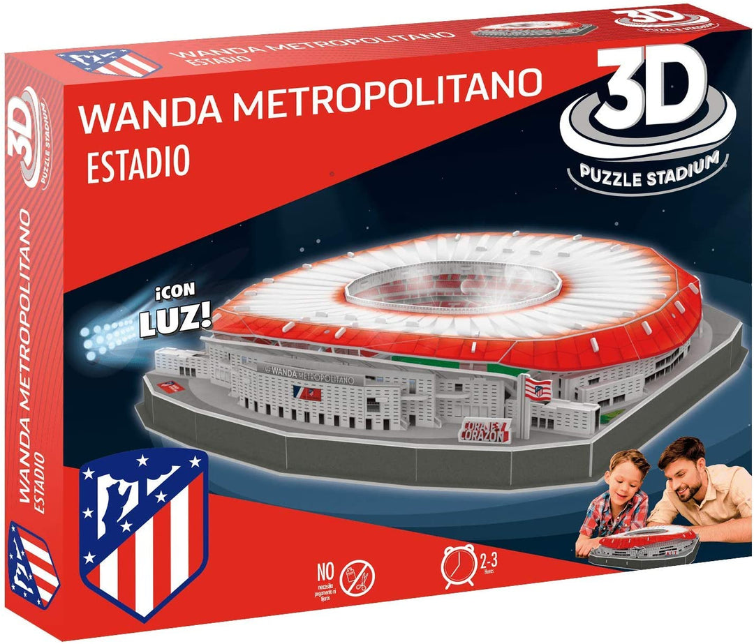 Atletico de Madrid 14061 European Soccer International 3D-Puzzle Wanda Metropolitan Stadion mit Licht