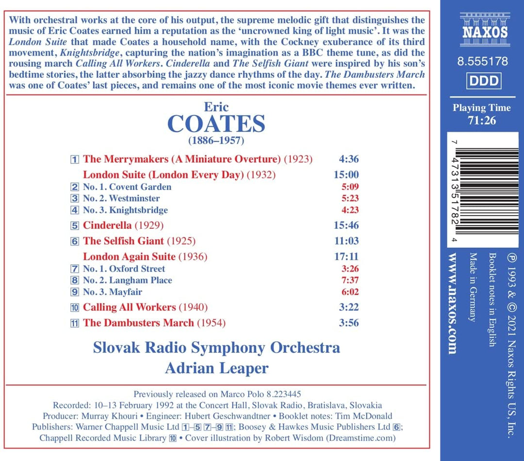 Coates: Britische Unterhaltungsmusik Vol. 3 [Sinfonieorchester des Slowakischen Rundfunks; Adrian Leap [Audio-CD]