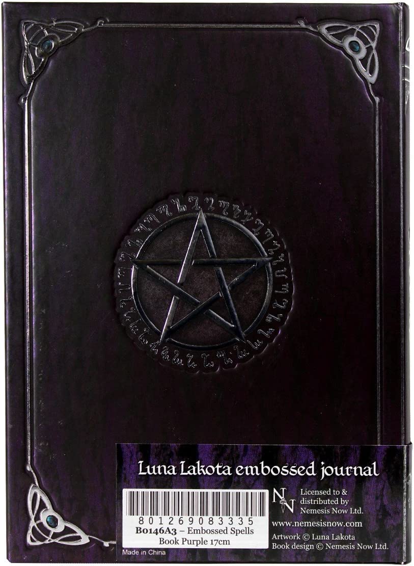 Nemesis Now B0146A3 Embossed Spell Book Purple 17cm, Coated, Wood Free Paper