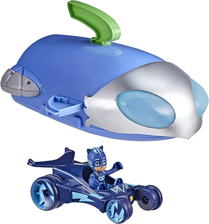 PJ MASKS F20985L0 2-in-1-HQ-Spielset, Hauptquartier und Rakete, Vorschulspielzeug mit Actionfigur und Fahrzeug für Kinder ab 3 Jahren