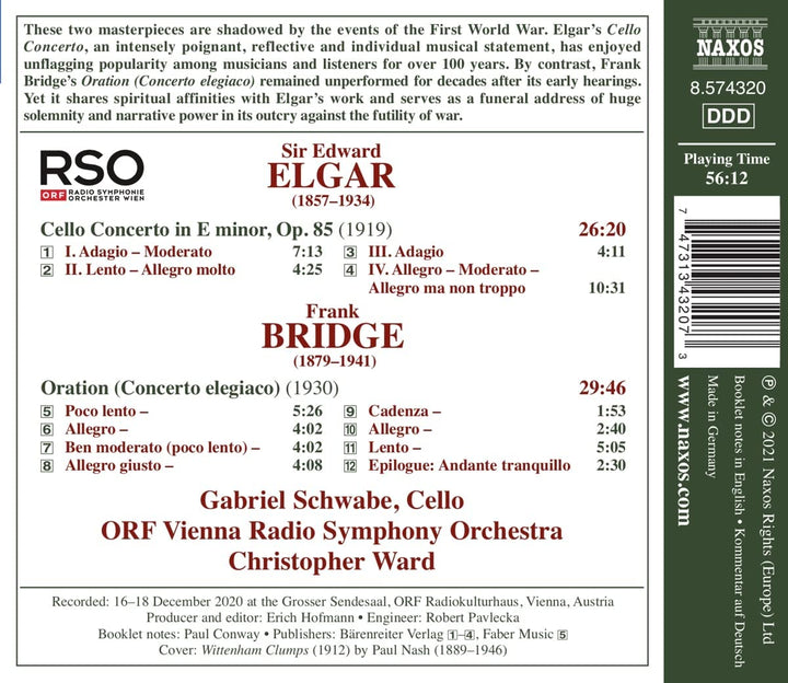 Elgar/Bridge: Cellokonzerte [Gabriel Schwabe; ORF Radio-Sinfonieorchester Wien [Audio-CD]