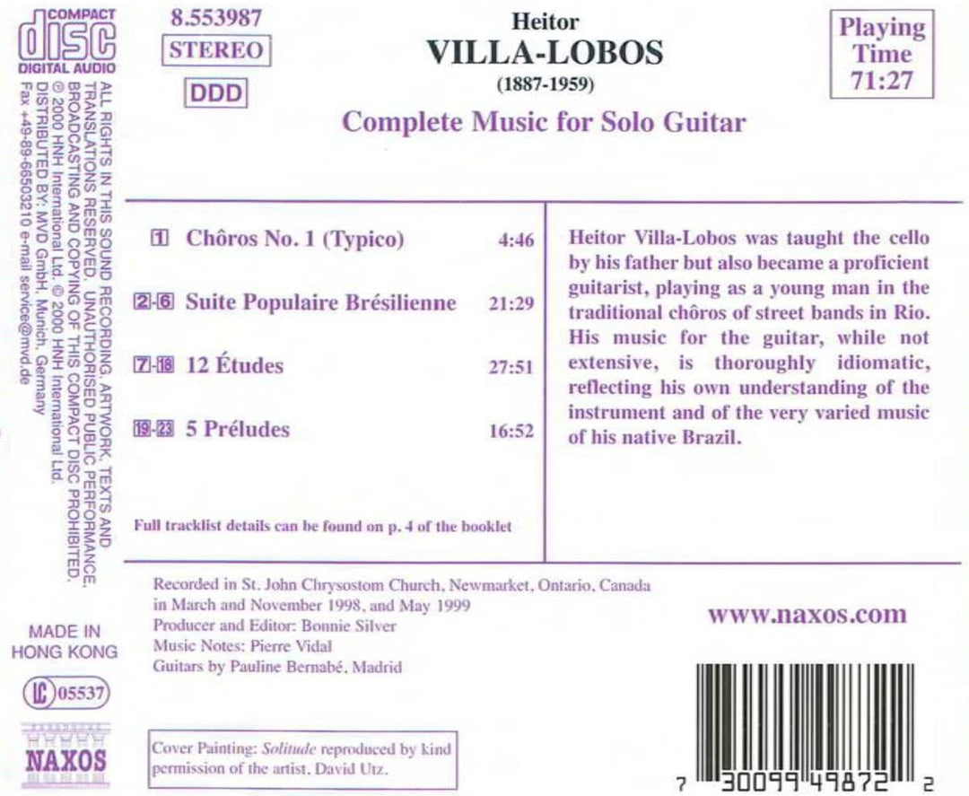 Die komplette Musik für Sologitarre – Villa-Lobos, Heitor [Audio-CD]