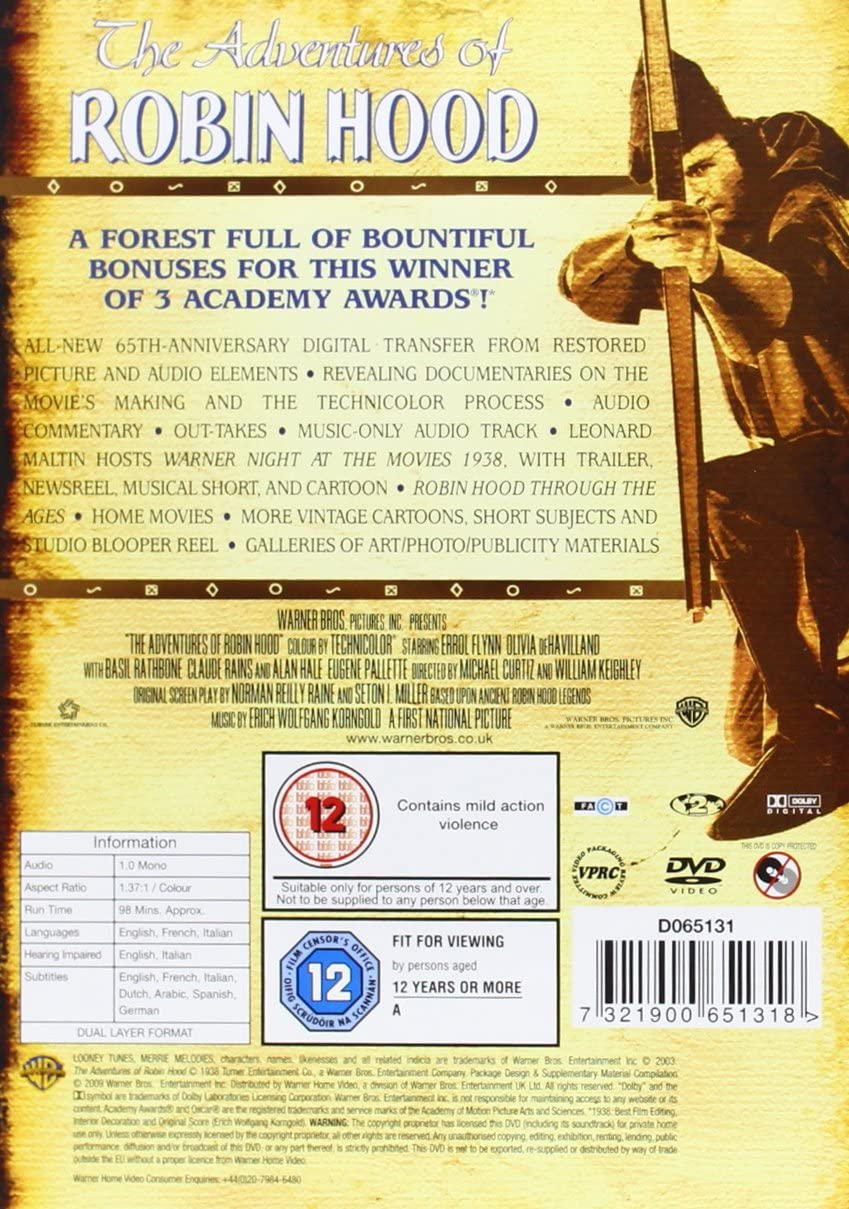 Die Abenteuer von Robin Hood [1938] – Abenteuer/Action [DVD]