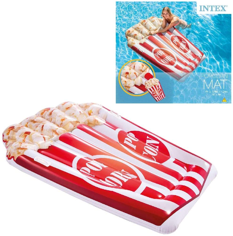 Matelas Intex Popcorn Gonflable Piscine Lilo avec Poignées 178 x 124 cm