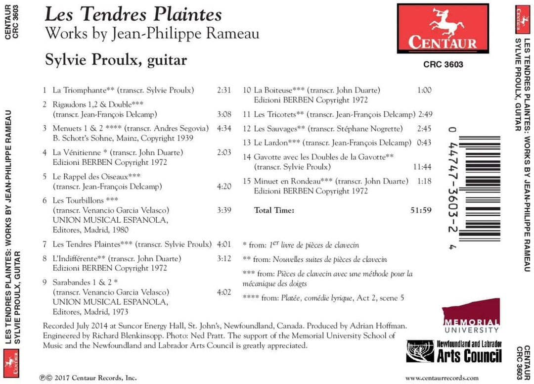 Sylvie Proulx - Duarte: Les tendres plaintes [Audio-CD]