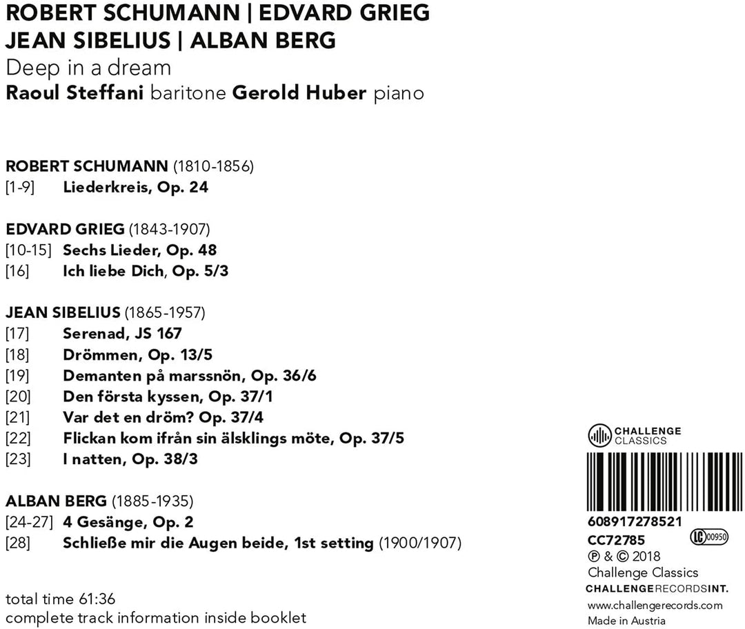 Raoul Steffani &amp; Gerold Huber - Deep in a Dream: Lieder von Schumann, Grieg, Sibelius &amp; Berg [Audio-CD]