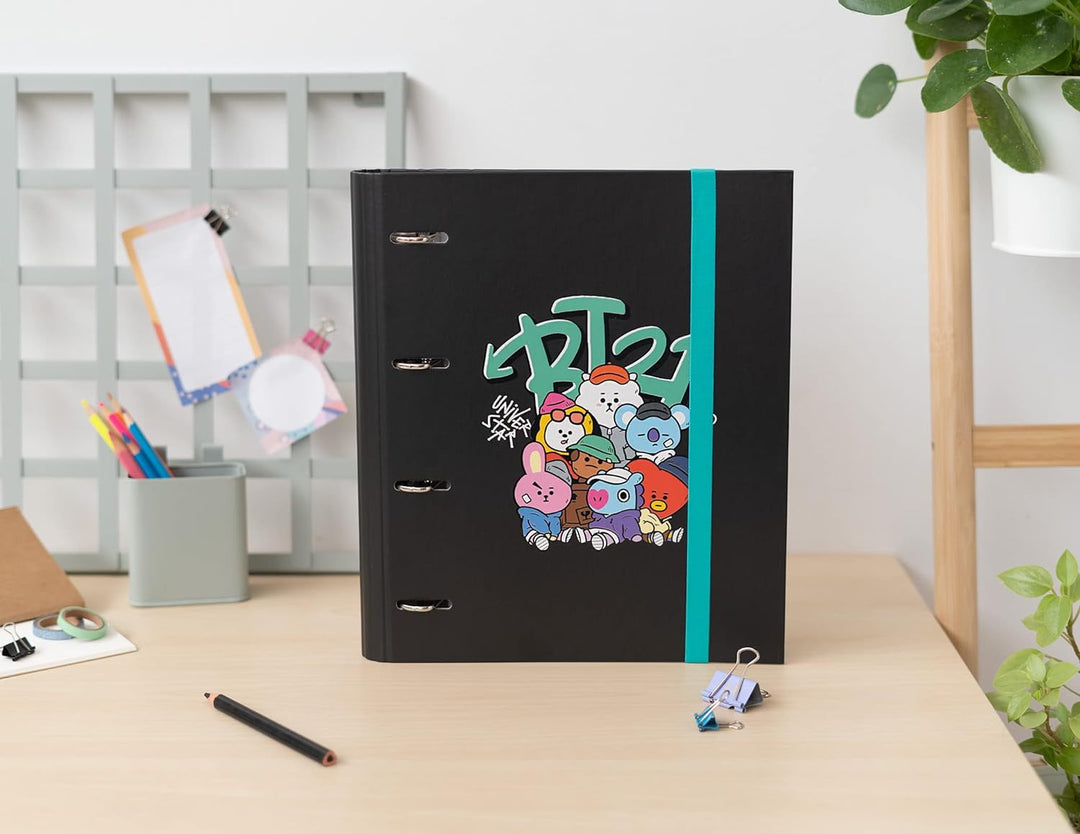 Grupo Erik BT21 Official Merchandise 4 Ring Binder | Premium A4 Folders Ring Binder