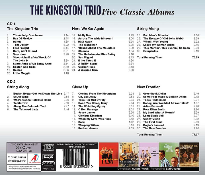 The Kingston Trio – Fünf klassische Alben (The Kingston Trio / Here We Go Again / String Along / Close Up / New Frontier) [Audio-CD]