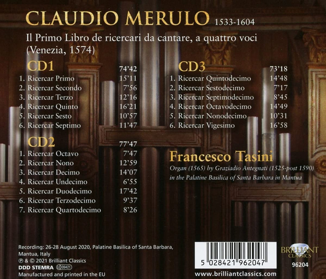 Merulo: Orgelmusik Il Primo Libro de ricercari da cantare a quattro voci [Audio CD]