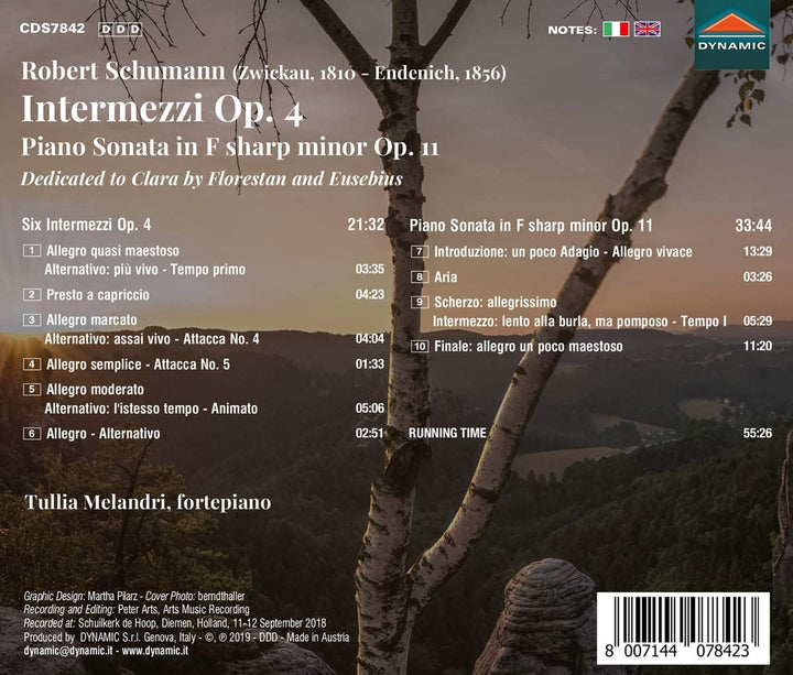 Schumann: Intermezzi, Op. 4 [Tullia Melandri] [Dynamic S7842] [Audio CD]