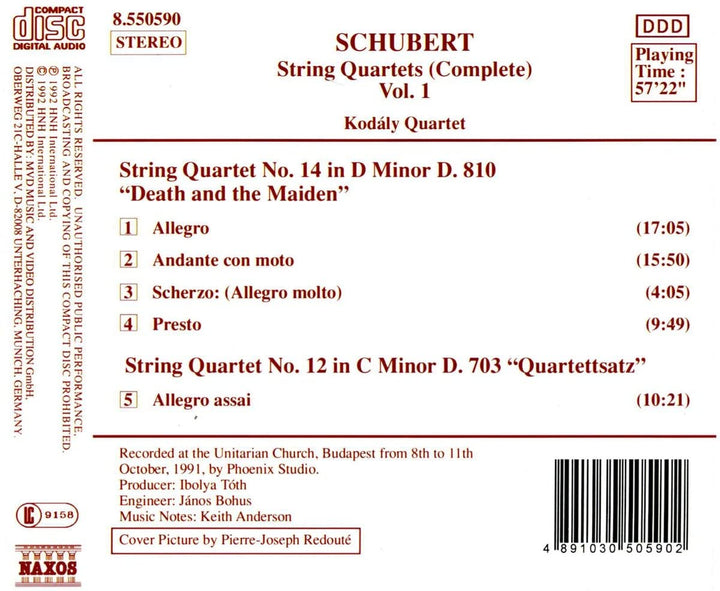 Schubert: Streichquartette (vollständig), Bd. 1 – Quartette Nr. 12 und 14 – Kodaly Quartett [Audio-CD]