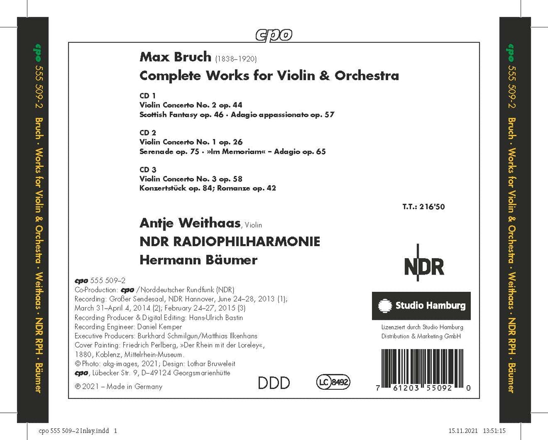 Antje Weithaas - Bruch: Sämtliche Violinwerke [Antje Weithaas; NDR Radiophilharmonie; Herbert Bäumer] [Cpo: 555509-2] [Audio CD]