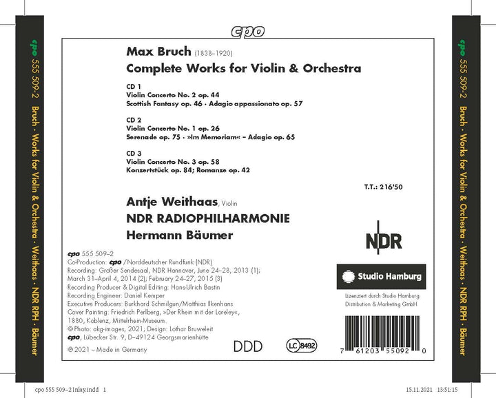 Antje Weithaas - Bruch: Sämtliche Violinwerke [Antje Weithaas; NDR Radiophilharmonie; Herbert Bäumer] [Cpo: 555509-2] [Audio CD]