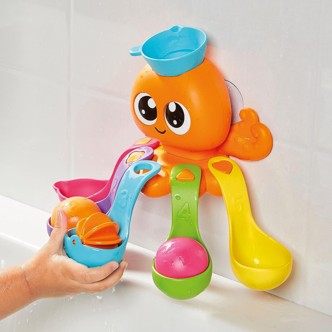 Toomies E73104 Tomy 7-in-1-Aktivitäts-Oktopus, Kinderspielzeug zum Spielen im Wasser, lustiges Badezubehör für Babys und Kleinkinder, geeignet für 18 Monate und älter, mehrfarbig