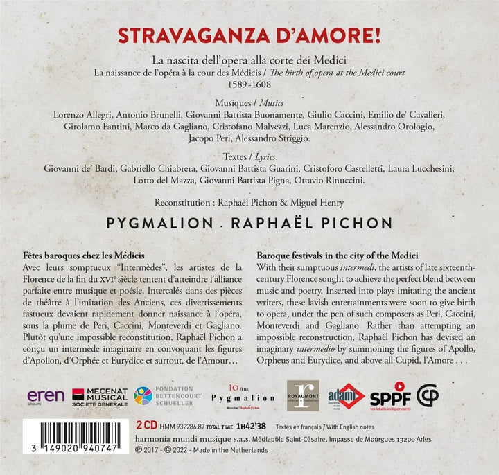 Stravaganza D'amore: Die Geburt der Oper am Hof ​​der Medici [Audio-CD]