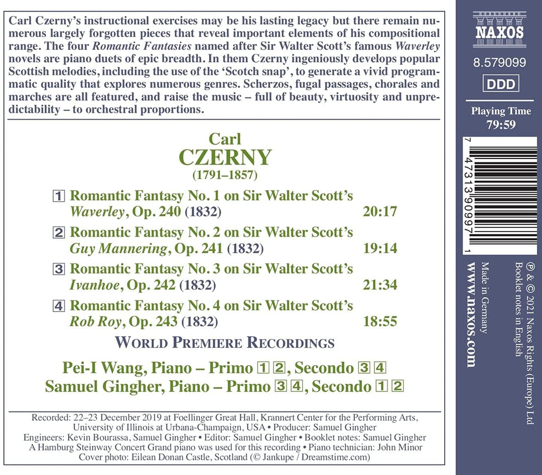 Czerny: Klavierfantasien [Pei-l Wang; Samuel Gingher] [Naxos: 8579099] [Audio CD]