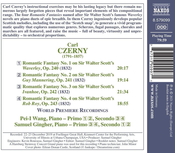 Czerny: Klavierfantasien [Pei-l Wang; Samuel Gingher] [Naxos: 8579099] [Audio CD]