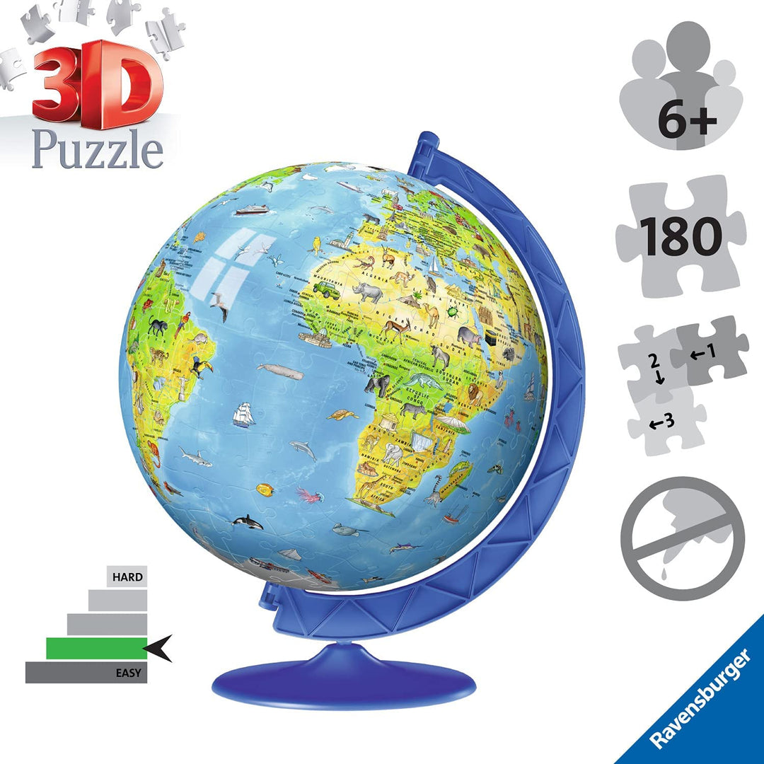 Ravensburger 12338 Kinder-Weltkarte 3D-Puzzle, 180-teilig