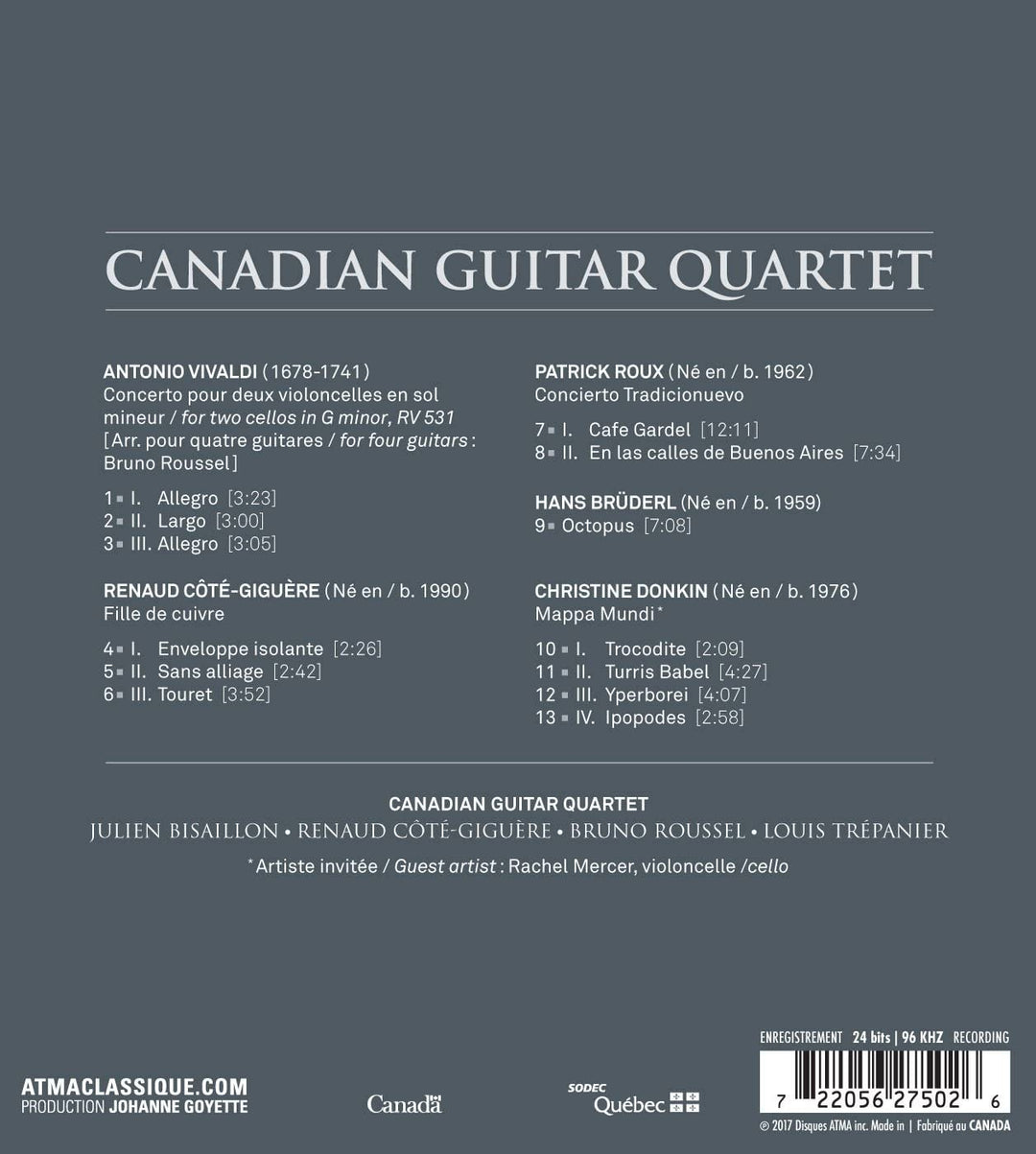 Kanadisches Gitarrenquartett – Mappa Mundi – Roux, Vivaldi, Brüderl etc. [Audio-CD]