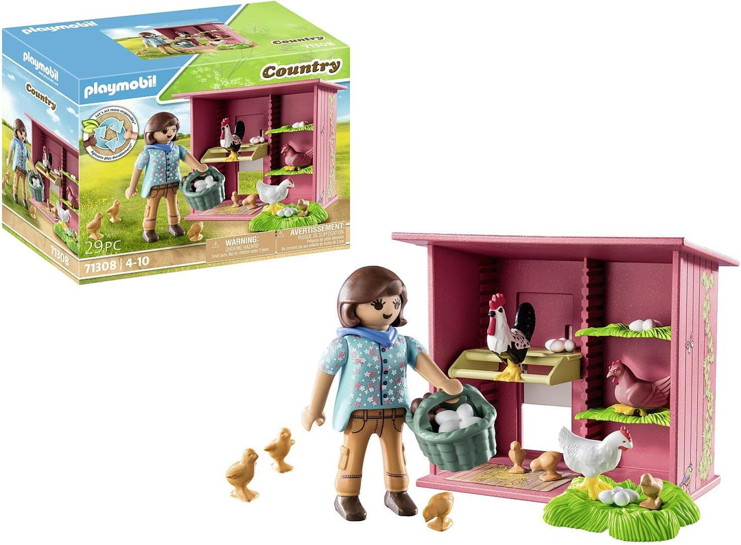 Playmobil 71308 Country Hen House, eine farbenfrohe Hühnerfamilie für Ihren Bauernhof – Kap