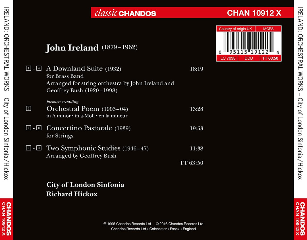 City of London Sinfonia - Ireland:A Downland Suite [City of London Sinfonia, Richard Hickox] [CHANDOS: CHAN10912X] [Audio CD]