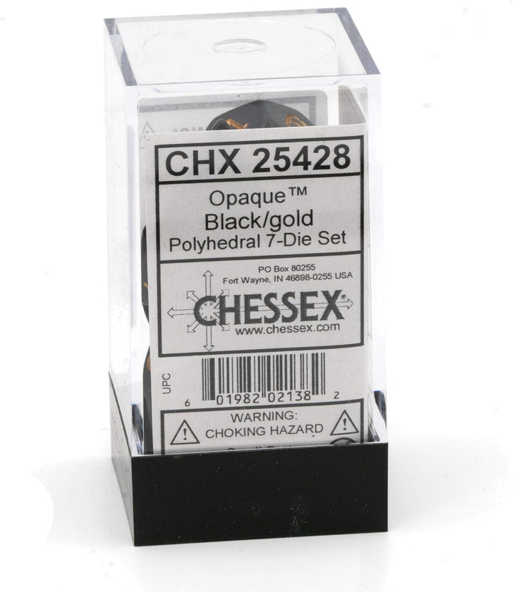 Chessex CHX25428 Dice-Opaque Black/Gold Set